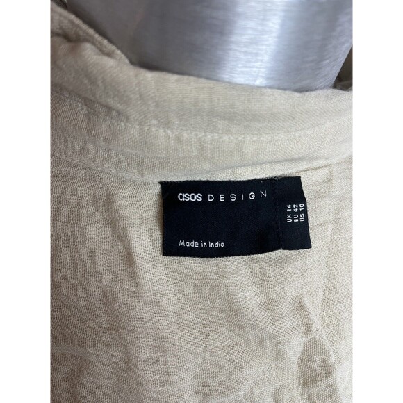 ASOS DESIGN pocket oversized beach shirt co-ord in double gauze in oatmeal 10 L - Picture 6 of 7